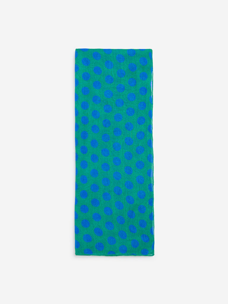 Westside Green Polka Dot Design Scarf