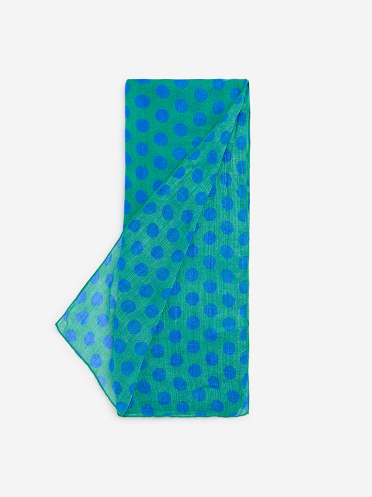 Westside Green Polka Dot Design Scarf
