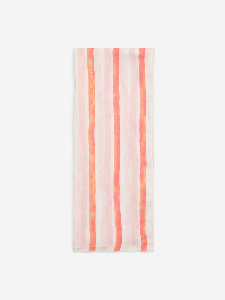 Westside Pink Stripe Patterned Scarf
