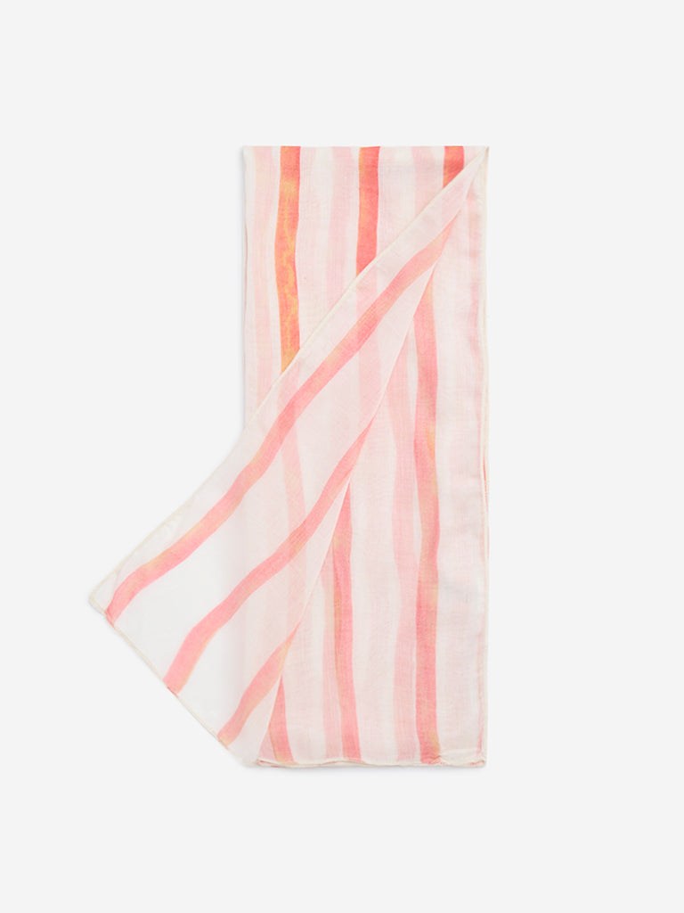 Westside Pink Stripe Patterned Scarf