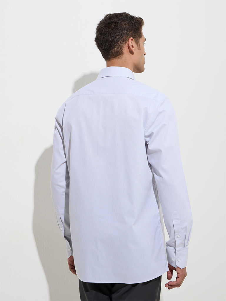 westisde WES Formals Men's Grey Relaxed-Fit Cotton Shirt for Work Wear Back View