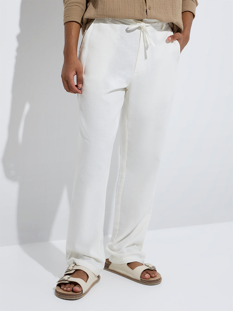 ETA White Relaxed-Fit Mid-Rise Cotton-Blend Chinos