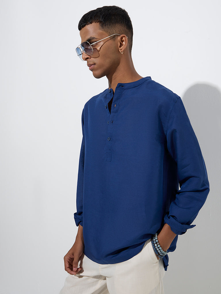 ETA Indigo Solid Relaxed-Fit Shirt
