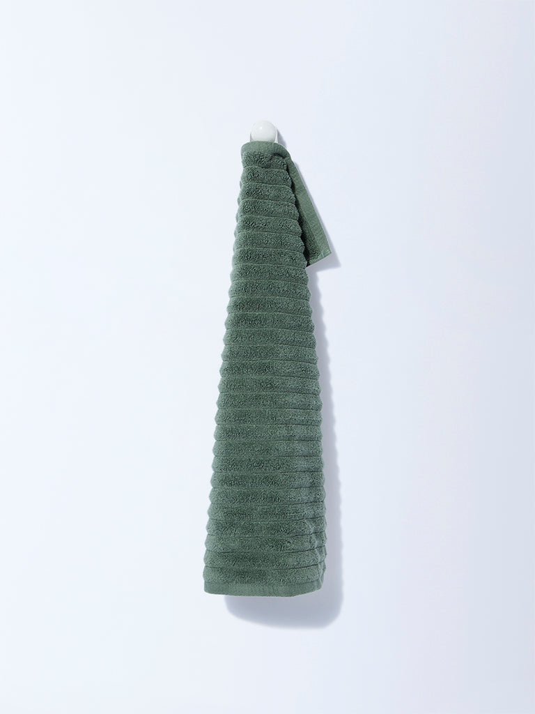 Westside Home Green Self-Striped Hand Towel