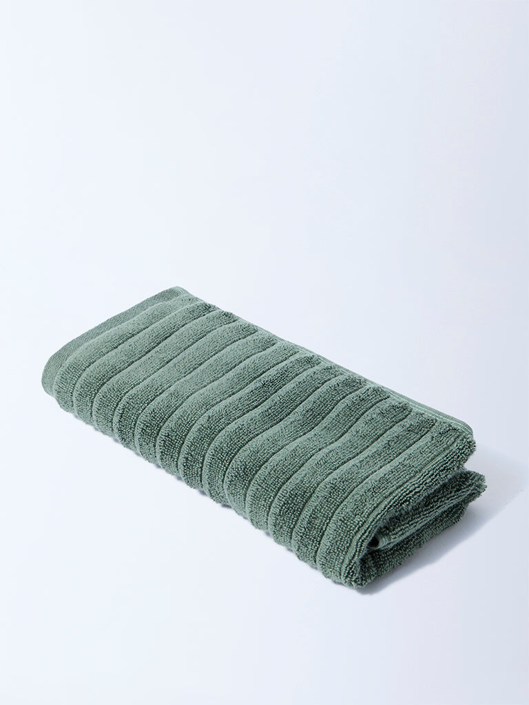 Westside Home Green Self-Striped Hand Towel