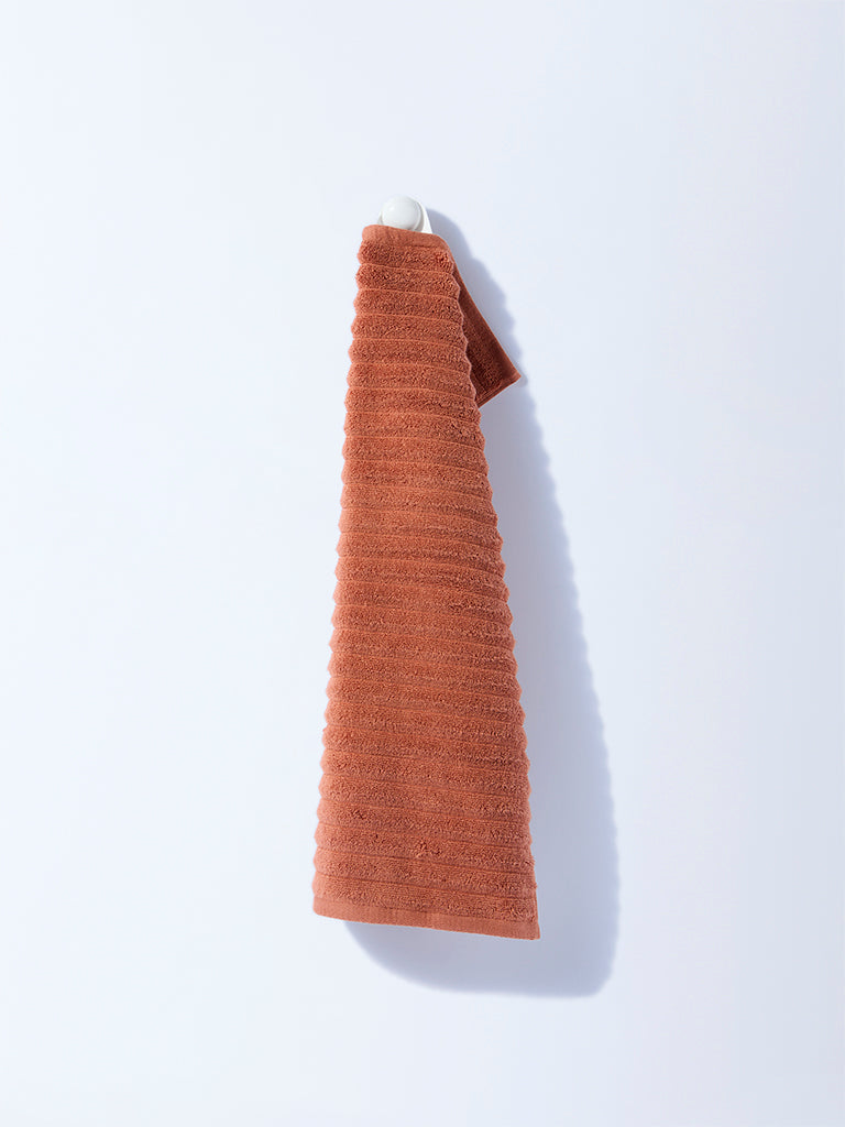 Westside Home Rust Self-Striped Hand Towel