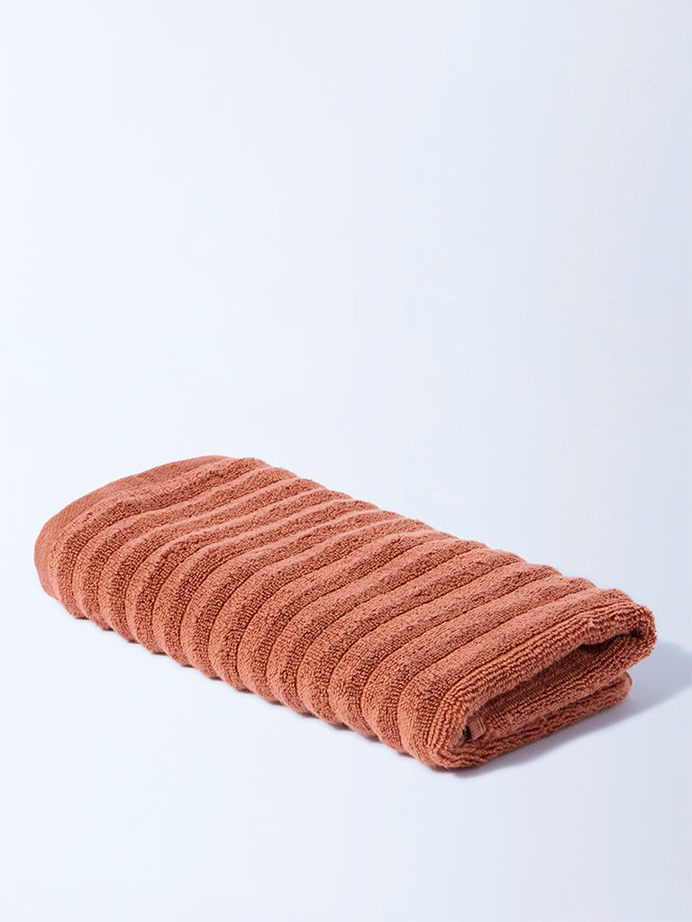 Westside Home Rust Self-Striped Hand Towel