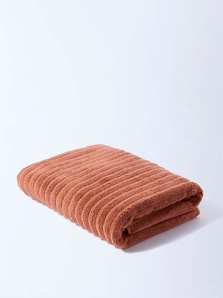 Westside Home Rust Self-Striped Bath Towel