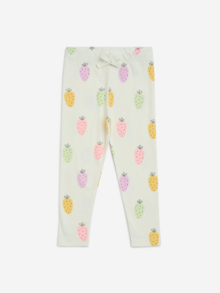 HOP Kids Off-White High-Rise Cotton-Blend Leggings