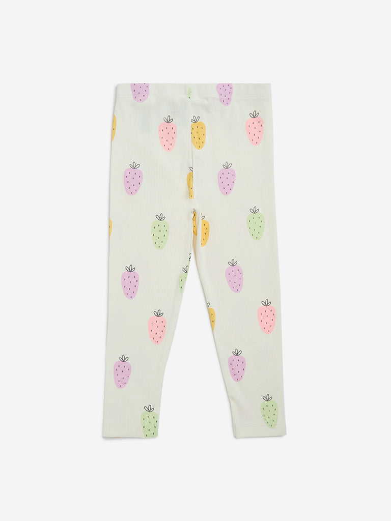 HOP Kids Off-White High-Rise Cotton-Blend Leggings