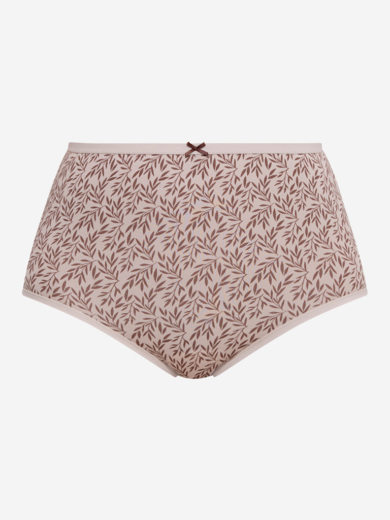 Wunderlove Taupe Print Cotton-Blend Full Briefs - Pack of 3