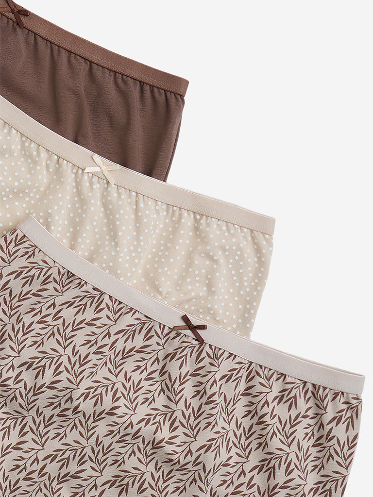 Wunderlove 3-Pack Printed Cotton-Blend Full Briefs
