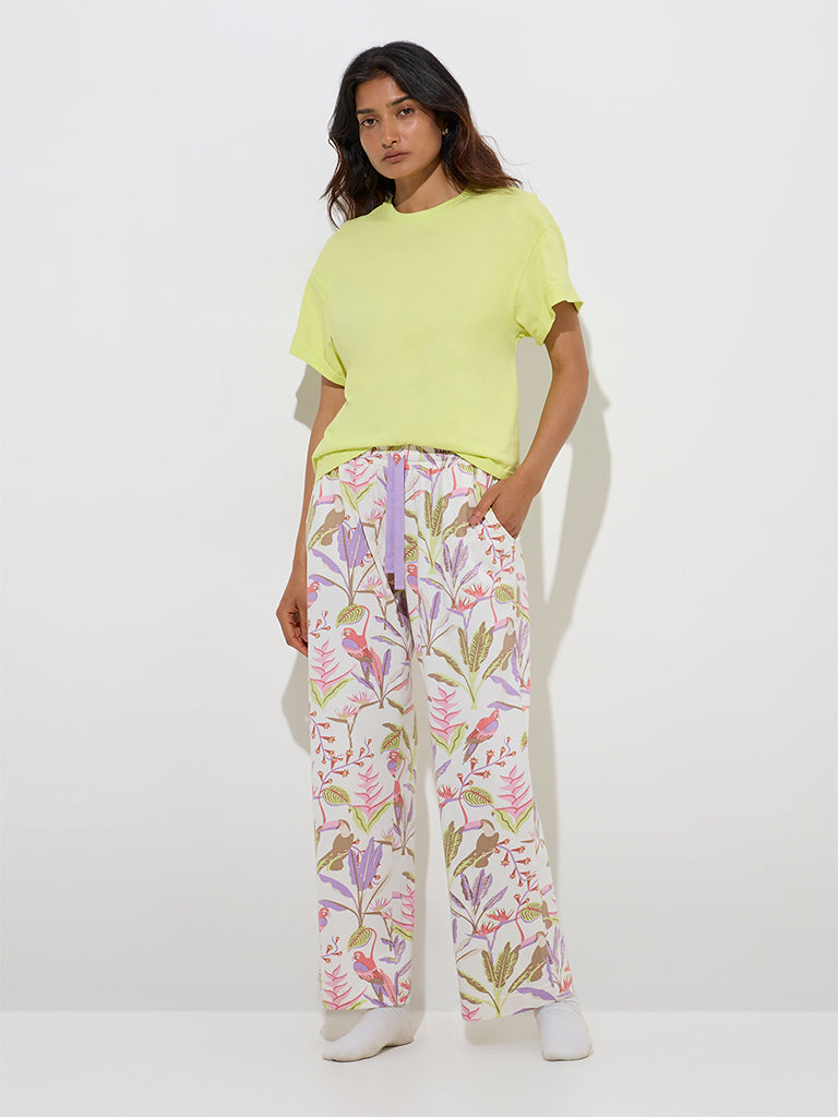 Wunderlove Multicolour High-Rise Cotton Lounge Pants