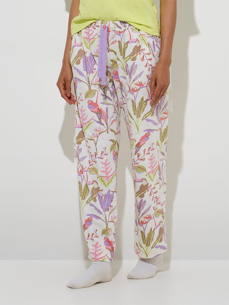 Wunderlove Multicolour High-Rise Cotton Lounge Pants