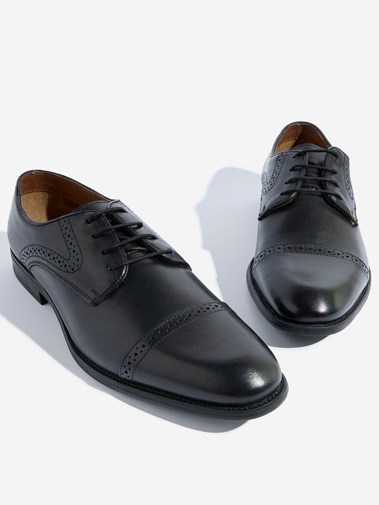 SOLEPLAY Black Perforated Leather Formal Lace-Up Shoes