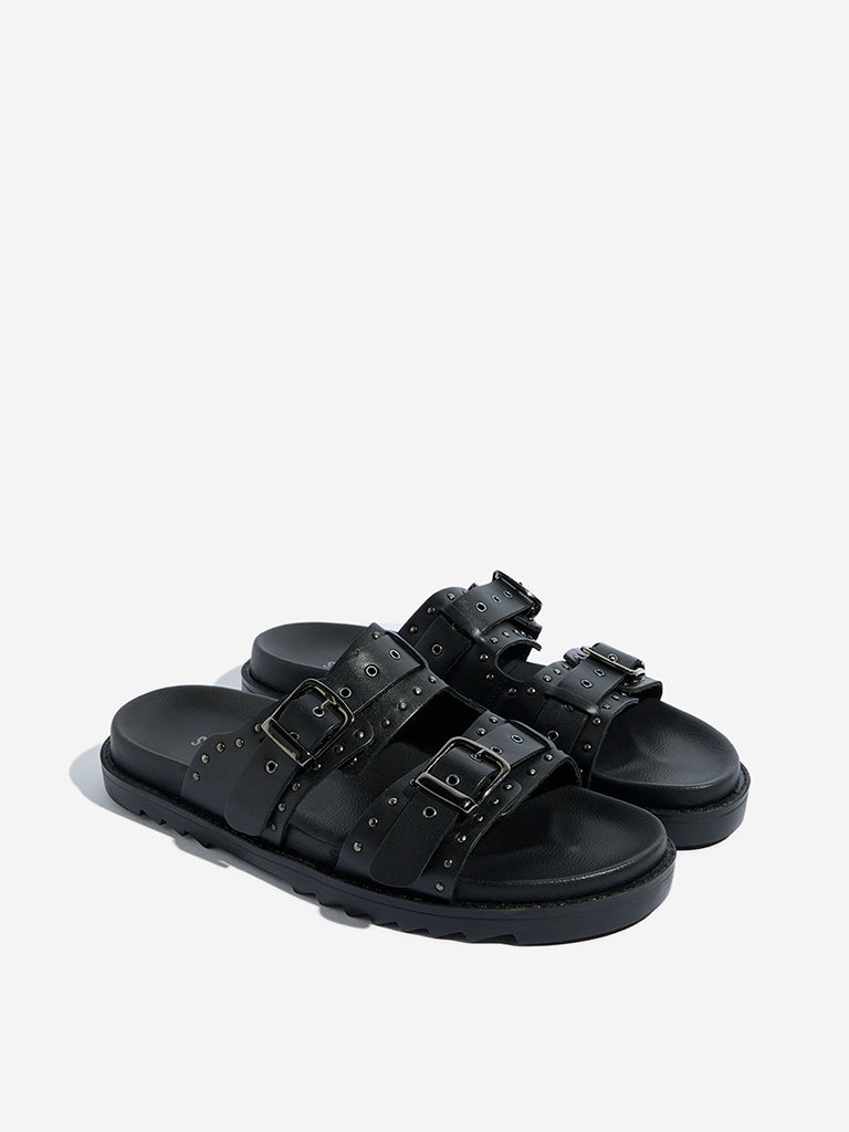 SOLEPLAY Black Stud-Detailed Sandals