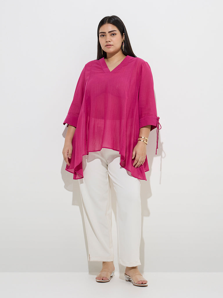 Gia Fuchsia Asymmetrical Blouse