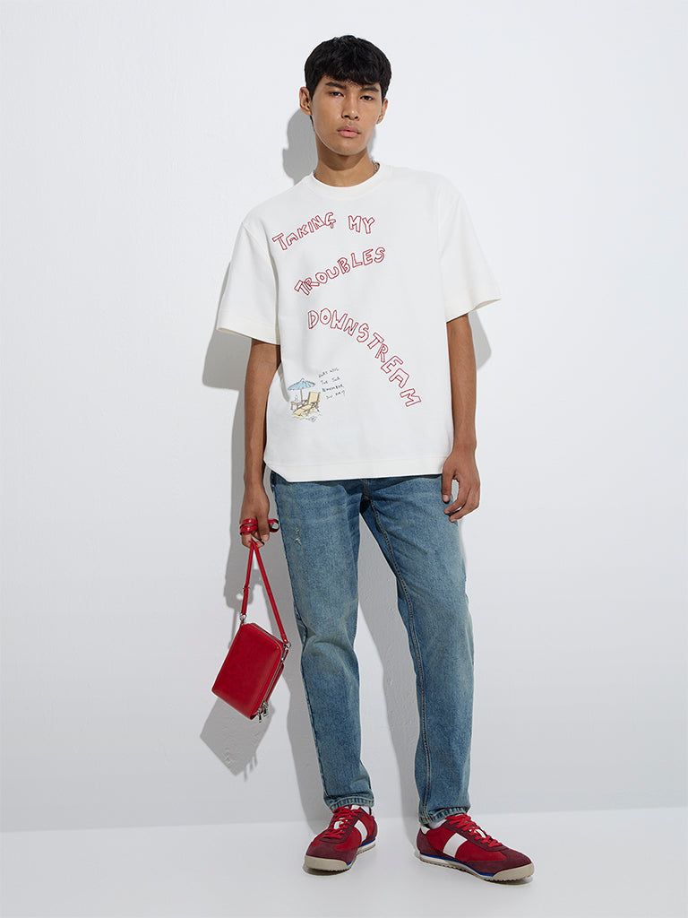 Nuon Blue Faded Slim-Fit Mid-Rise Jeans