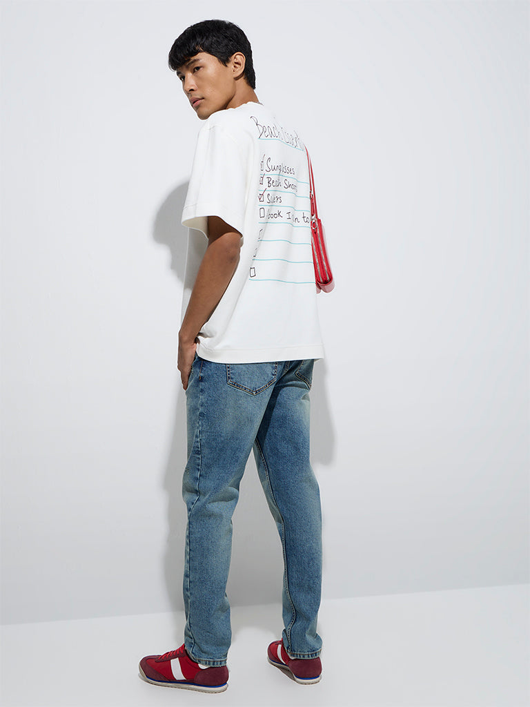 Nuon Blue Faded Slim-Fit Mid-Rise Jeans