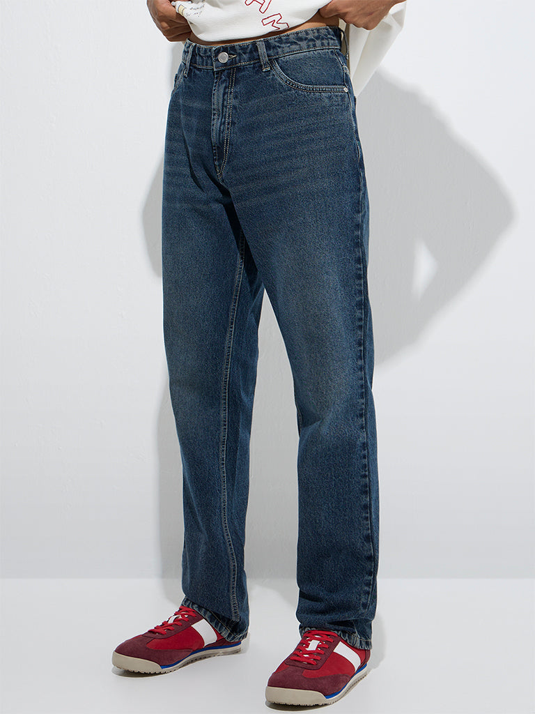 Nuon Blue Relaxed-Fit Mid-Rise Jeans
