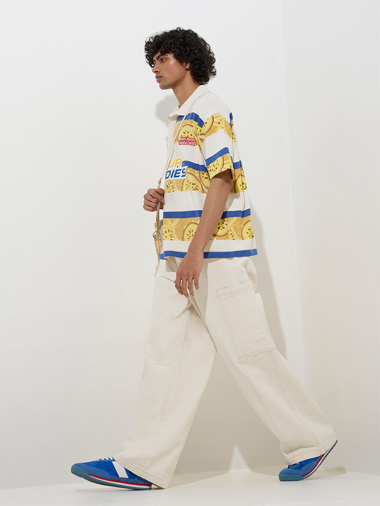 Nuon Off-White Relaxed-Fit Mid-Rise Jeans