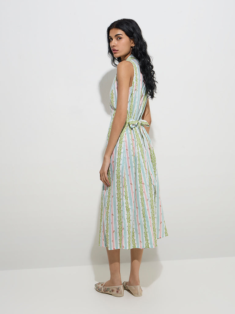 westisde Bombay Paisley Women's Multicolour Printed Cotton Shirt Dress for Everyday Back View