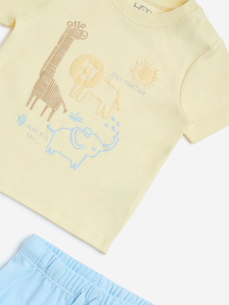 westisde HOP Baby Boys' Multicolour Printed Cotton T-Shirt with Shorts Set for Casual Wear Zoom View