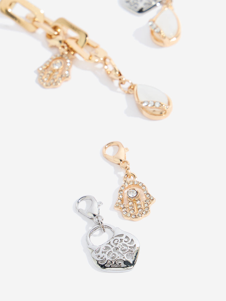 Westside Accessories Gold Multi Charm Dangler Earrings