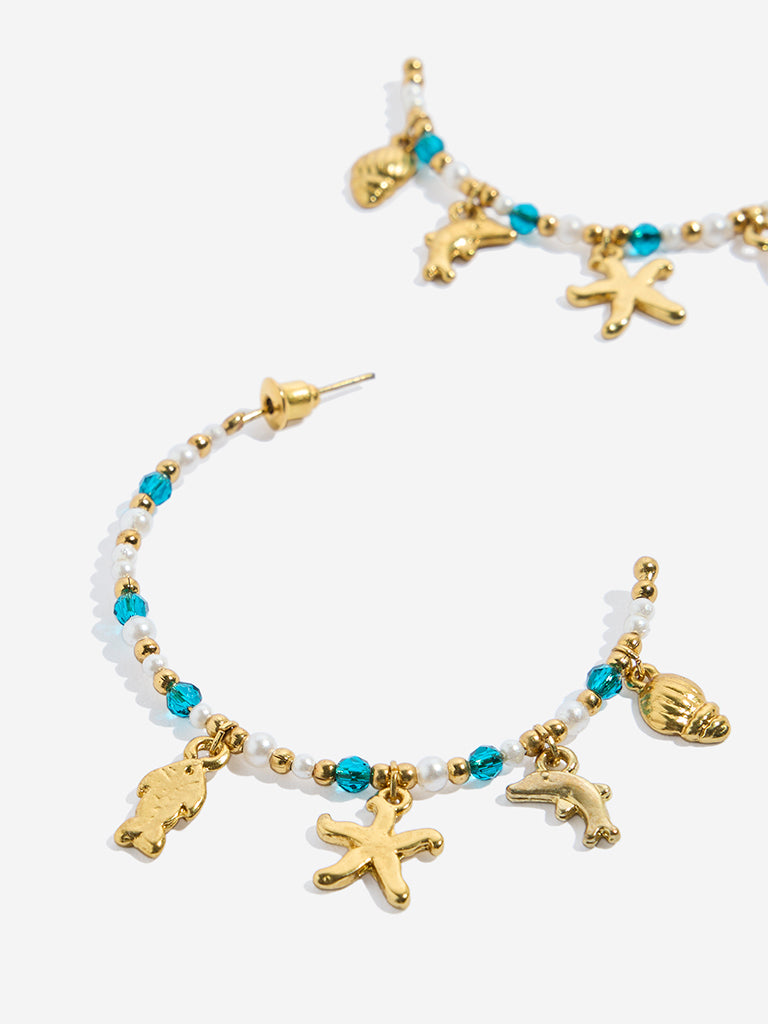Westside Accessories Multicolour Sea Charm Half-Hoop Earrings