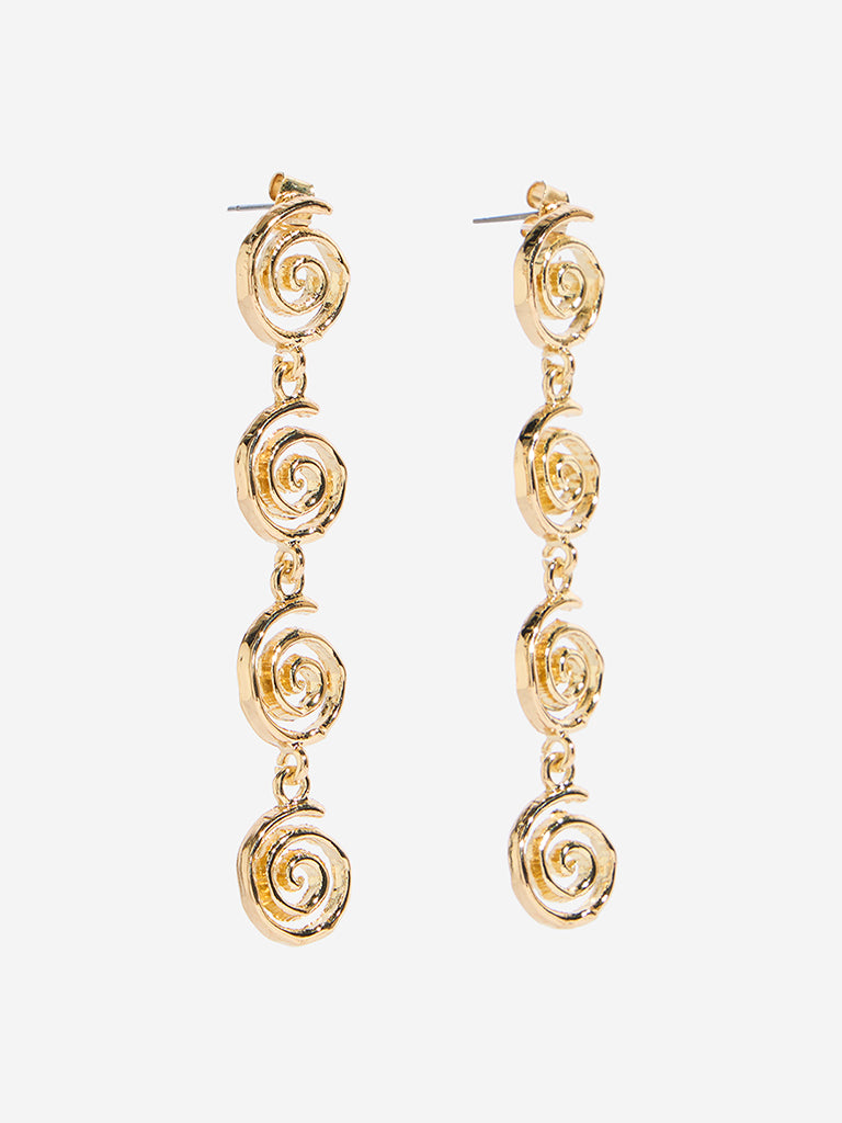 Westside Accessories Gold Spiral Dangler Earrings