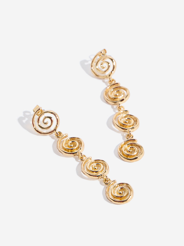 Westside Accessories Gold Spiral Dangler Earrings