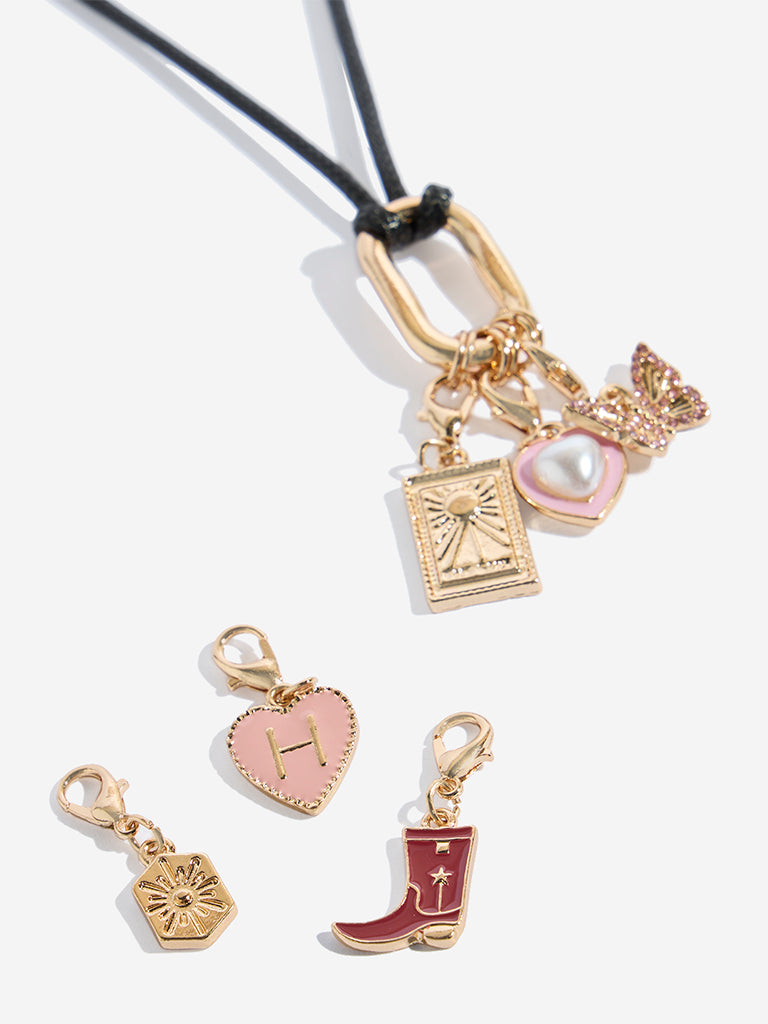 Westside Accessories Black Multi Charm Cord Necklace
