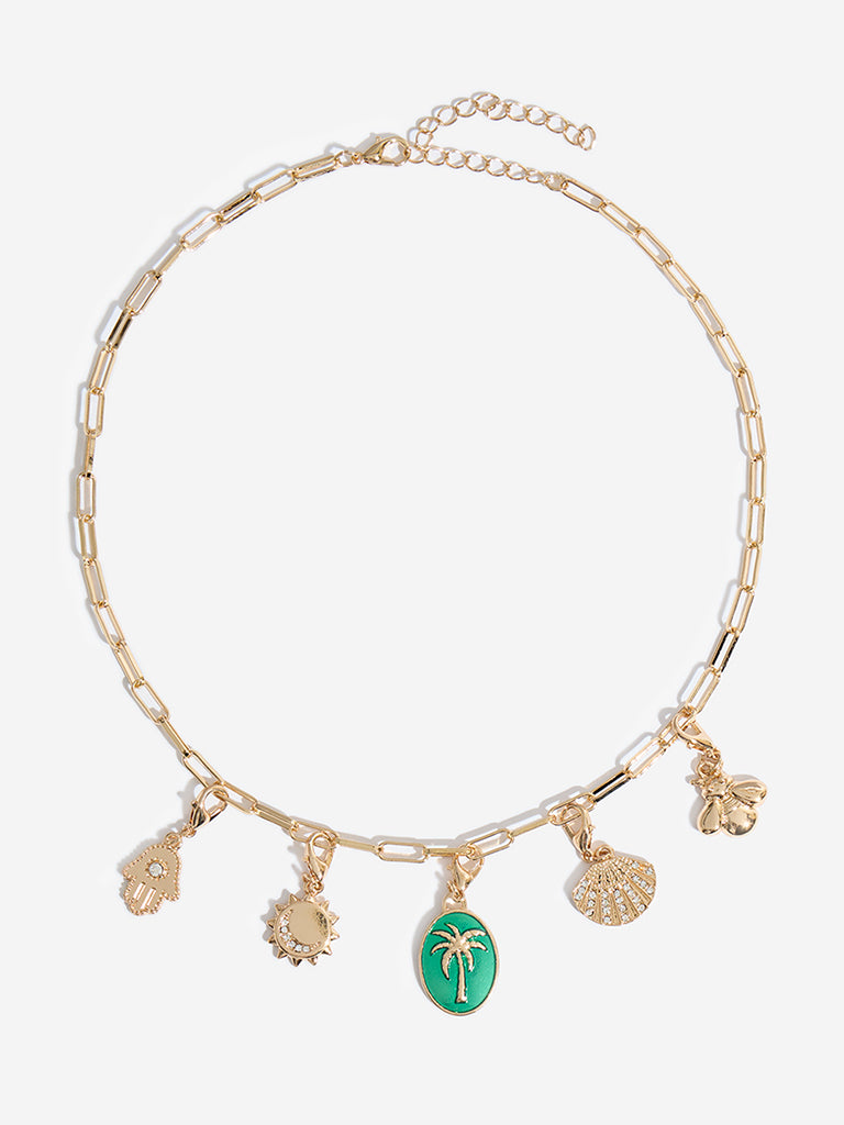 Westside Accessories Gold Multi Charm Chain Necklace