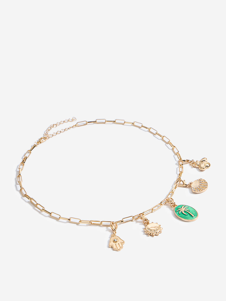 Westside Accessories Gold Multi Charm Chain Necklace