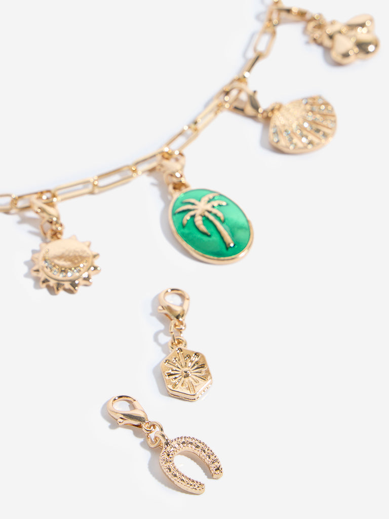 Westside Accessories Gold Multi Charm Chain Necklace