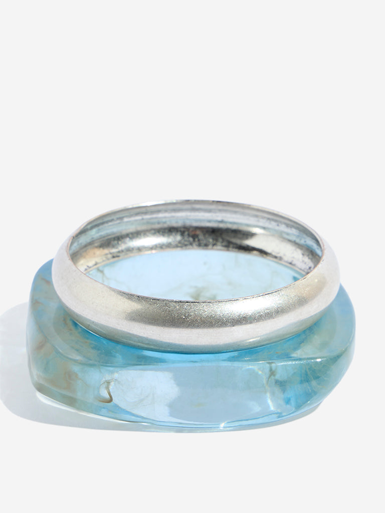 Westside Accessories Silver & Blue Bangles Set - Pack of 2