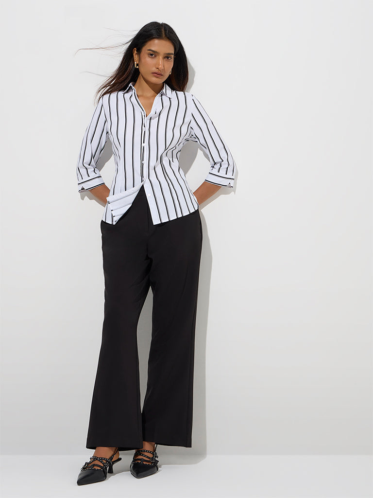 Wardrobe White Stripe Printed Shirt