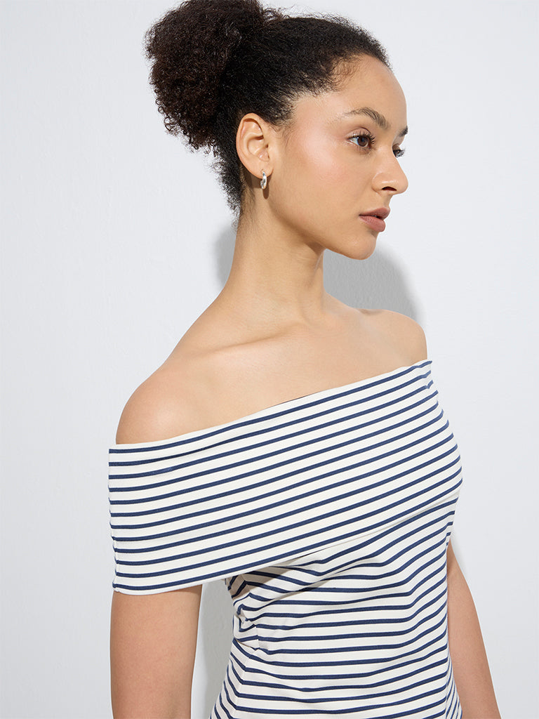 Wardrobe White Striped Off-Shoulder Top
