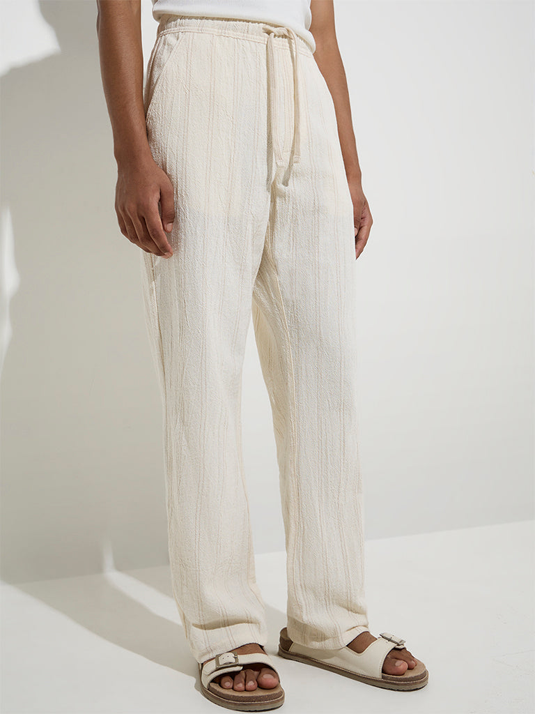 ETA Off-White Self Relaxed-Fit Mid-Rise Cotton Chinos