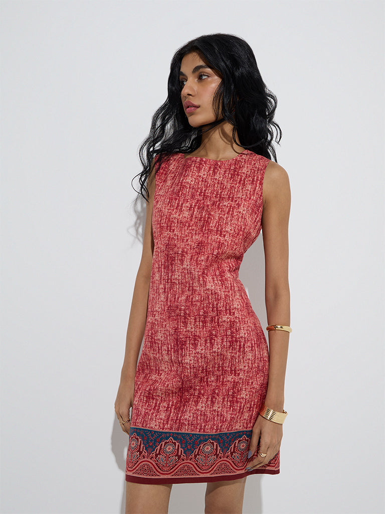 Bombay Paisley Red Printed Cotton-Blend Shift Dress