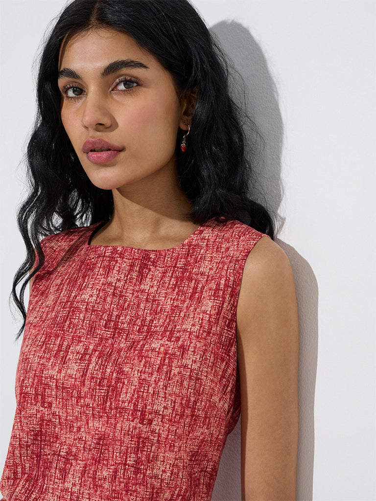 Bombay Paisley Red Printed Cotton-Blend Shift Dress