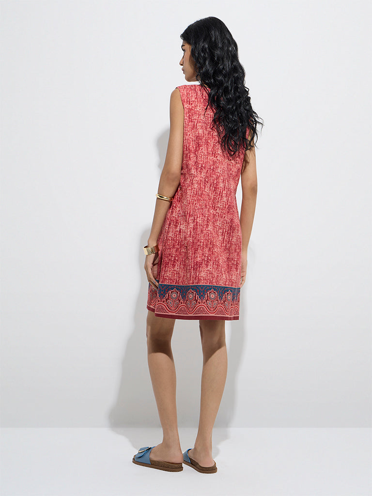 Bombay Paisley Red Printed Cotton-Blend Shift Dress