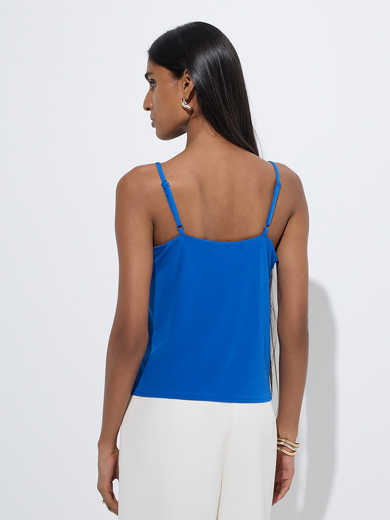 westisde Wardrobe Women's Indigo Solid Top for Work Wear Back View