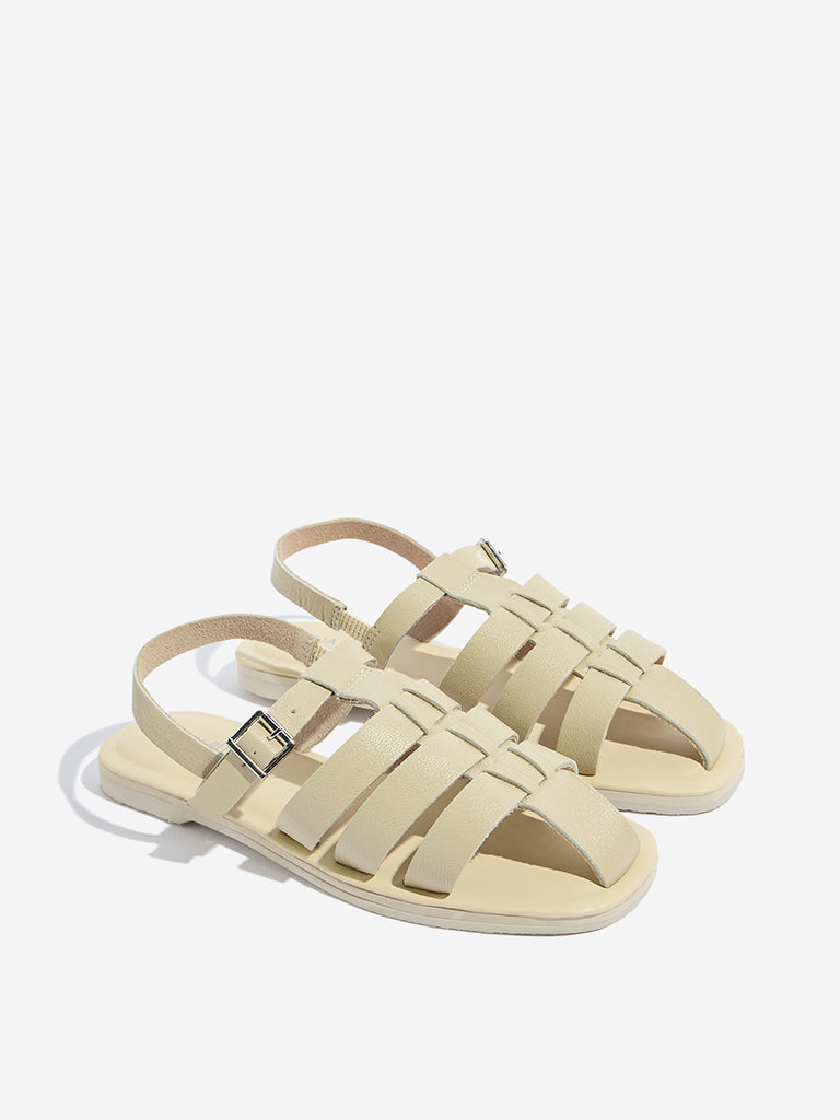 Westside LUNA BLU Women's Ivory Fisherman Sandals Front View