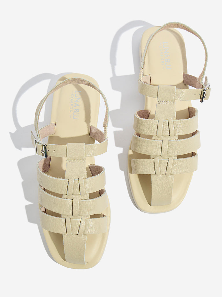 Westside LUNA BLU Women's Ivory Fisherman Sandals Top View