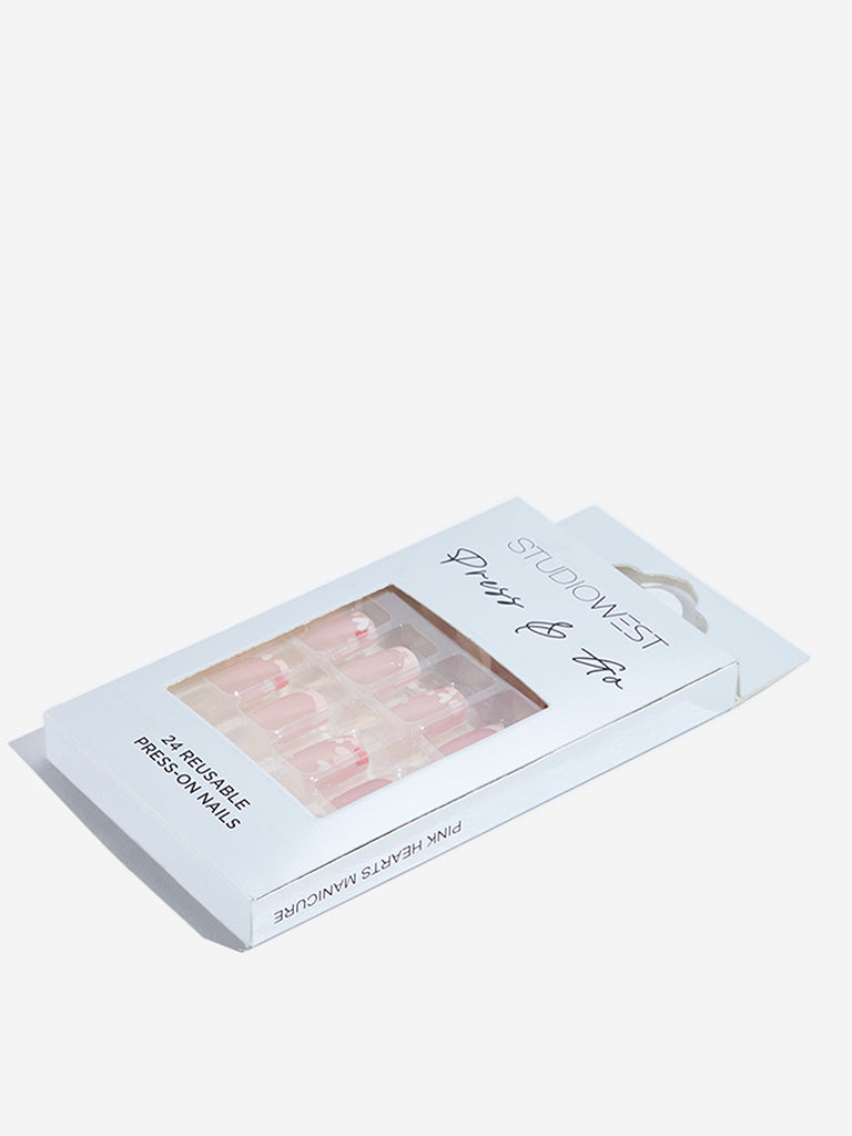 Studiowest Pink Hearts Manicure Press-On Nail Set
