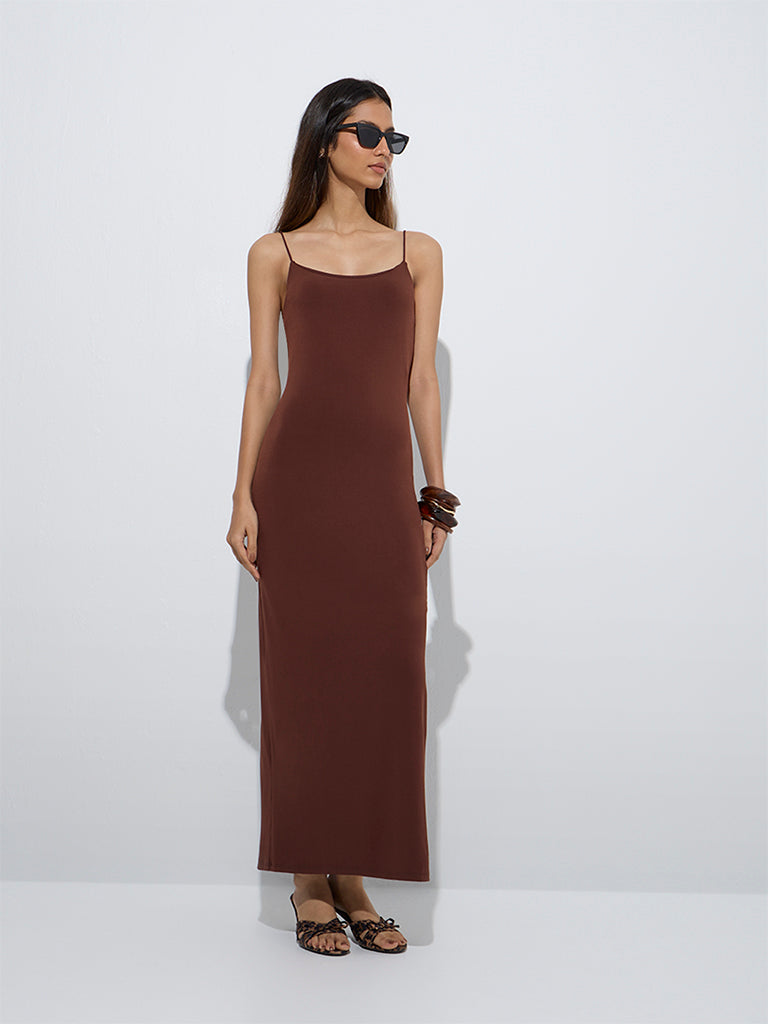 westside brown dress Buy Wardrobe Brown A-Line Dress with Belt from Westside