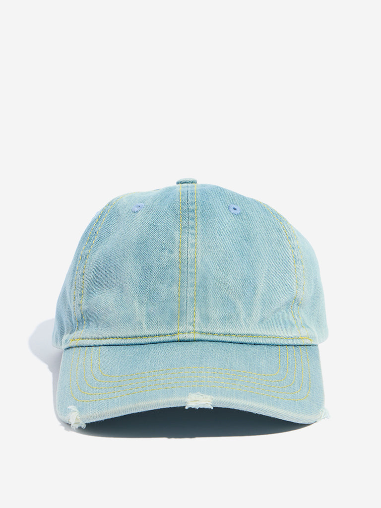 Westside Accessories Blue Distressed Denim Cap