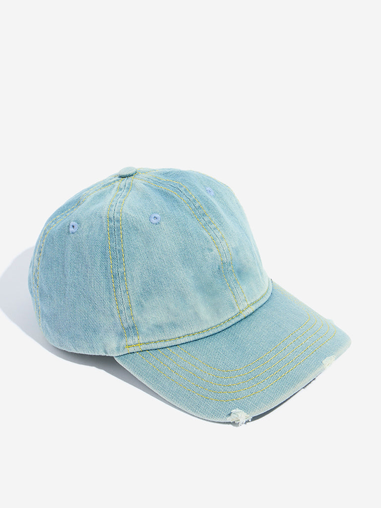 Westside Accessories Blue Distressed Denim Cap