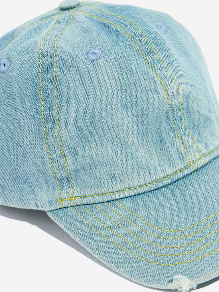 Westside Accessories Blue Distressed Denim Cap